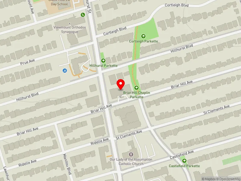 RentSafeTO apartment evaluation map view of 650 BRIAR HILL AVE in Eglinton-Lawrence, Toronto