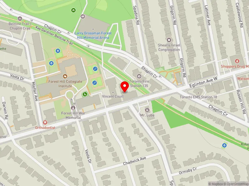 RentSafeTO apartment evaluation map view of 650 EGLINTON AVE W in Eglinton-Lawrence, Toronto