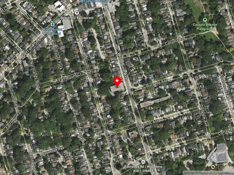 RentSafeTO apartment evaluation satellite view of 650 WOODBINE AVE in Beaches-East York, Toronto