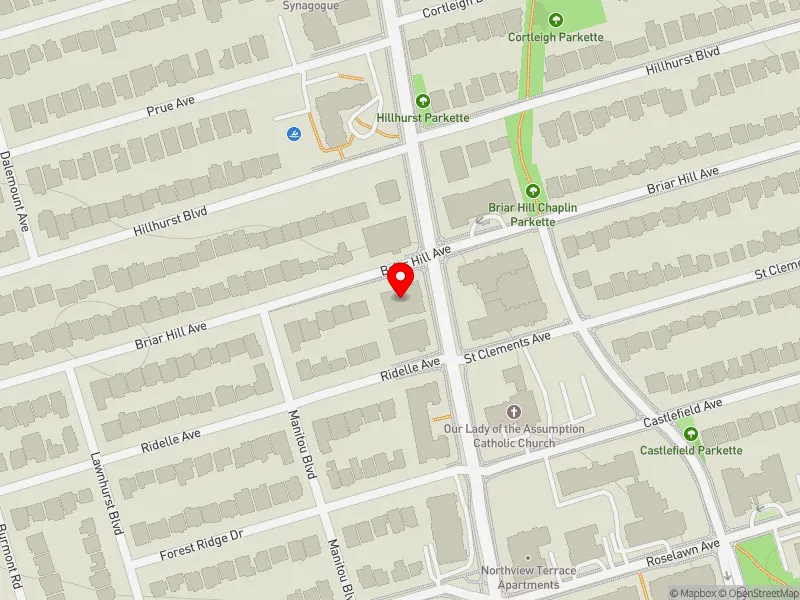 RentSafeTO apartment evaluation map view of 655 BRIAR HILL AVE in Eglinton-Lawrence, Toronto