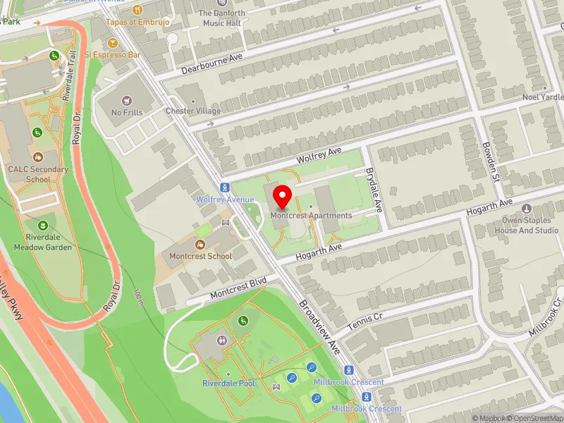 RentSafeTO apartment evaluation map view of 655 BROADVIEW AVE in Toronto-Danforth, Toronto