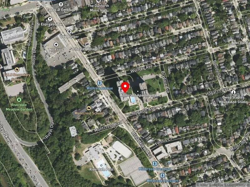 RentSafeTO apartment evaluation satellite view of 655 BROADVIEW AVE in Toronto-Danforth, Toronto