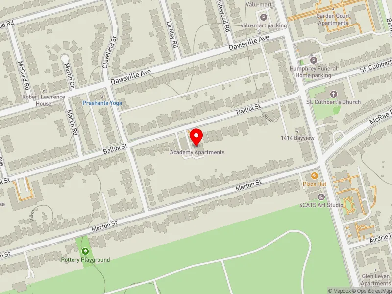 RentSafeTO apartment evaluation map view of 657 BALLIOL ST in Don Valley West, Toronto