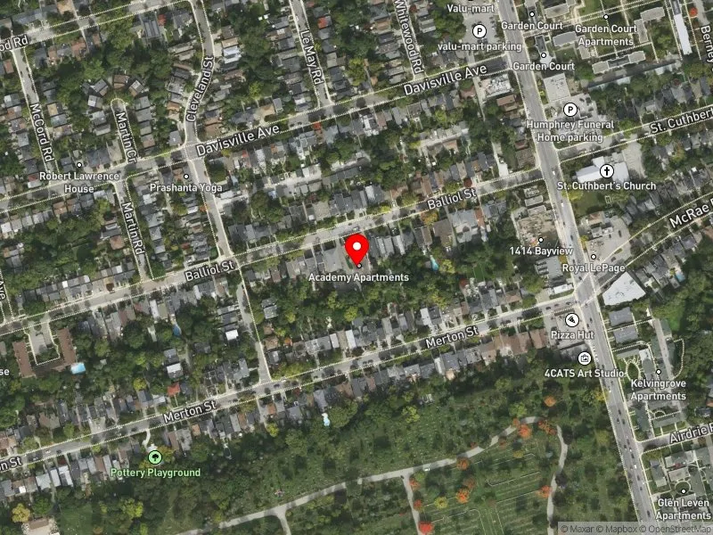 RentSafeTO apartment evaluation satellite view of 657 BALLIOL ST in Don Valley West, Toronto