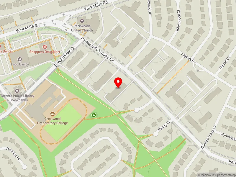 RentSafeTO apartment evaluation map view of 66 PARKWOODS VILLAGE DR in Don Valley East, Toronto