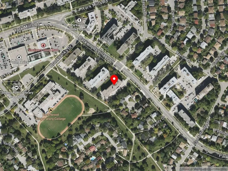 RentSafeTO apartment evaluation satellite view of 66 PARKWOODS VILLAGE DR in Don Valley East, Toronto