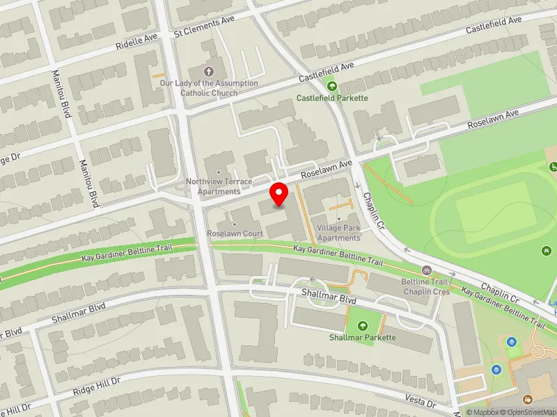 RentSafeTO apartment evaluation map view of 665 ROSELAWN AVE in Eglinton-Lawrence, Toronto
