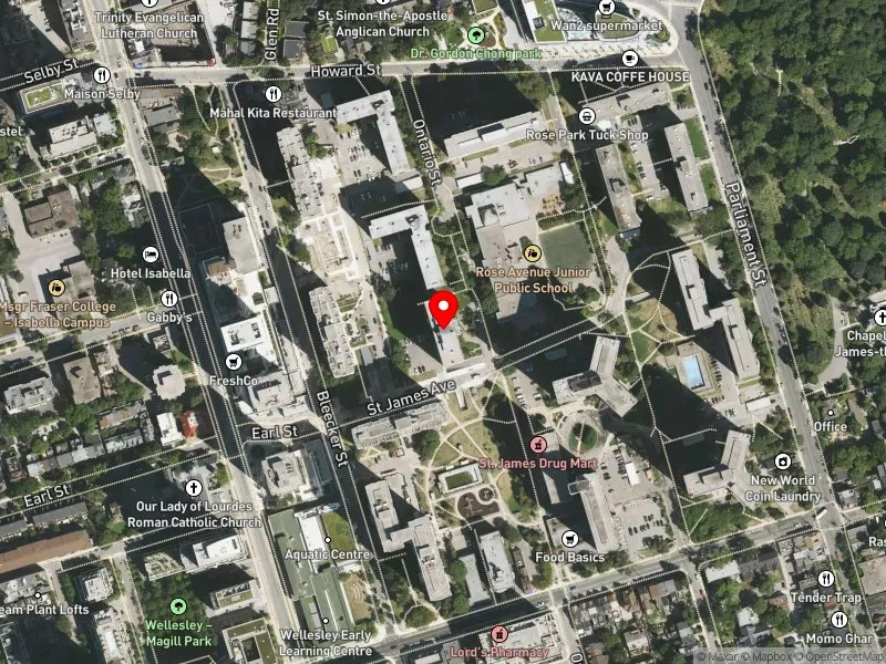 RentSafeTO apartment evaluation satellite view of 666 ONTARIO ST in Toronto Centre, Toronto