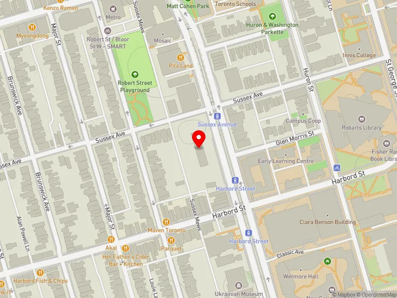 RentSafeTO apartment evaluation map view of 666 SPADINA AVE in University-Rosedale, Toronto