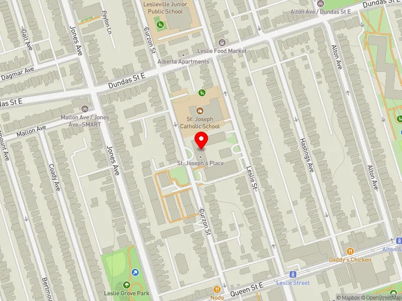 RentSafeTO apartment evaluation map view of 67 CURZON ST in Toronto-Danforth, Toronto