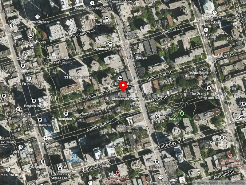 RentSafeTO apartment evaluation satellite view of 67 GLOUCESTER ST in Toronto Centre, Toronto