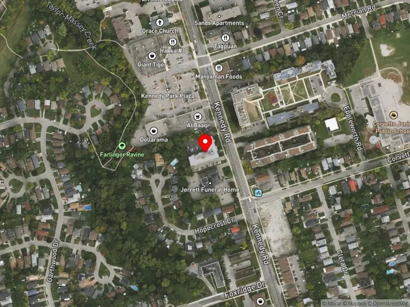 RentSafeTO apartment evaluation satellite view of 672 KENNEDY RD in Scarborough Southwest, Toronto