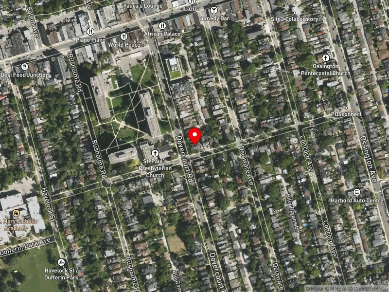 RentSafeTO apartment evaluation satellite view of 675 DOVERCOURT RD in Davenport, Toronto