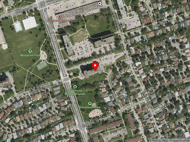 RentSafeTO apartment evaluation satellite view of 675 MARTIN GROVE RD in Etobicoke Centre, Toronto