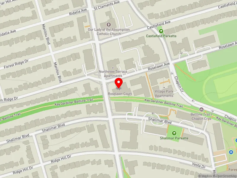 RentSafeTO apartment evaluation map view of 675 ROSELAWN AVE in Eglinton-Lawrence, Toronto