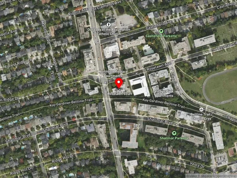 RentSafeTO apartment evaluation satellite view of 675 ROSELAWN AVE in Eglinton-Lawrence, Toronto