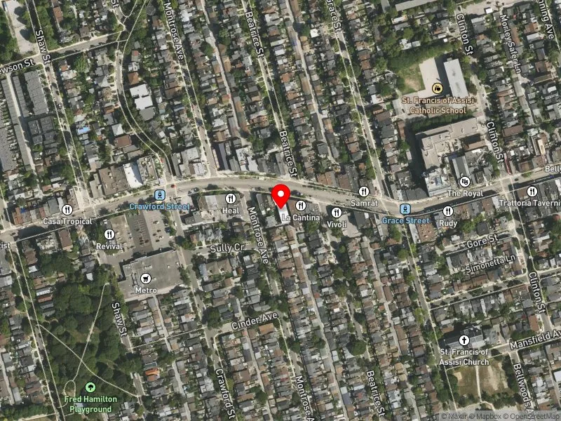 RentSafeTO apartment evaluation satellite view of 677 COLLEGE ST in University-Rosedale, Toronto
