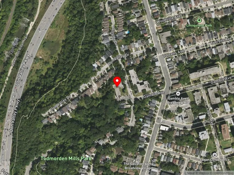 RentSafeTO apartment evaluation satellite view of 68 HILLSIDE DR in Toronto-Danforth, Toronto