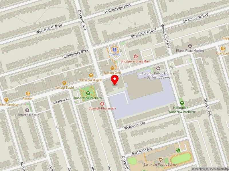 RentSafeTO apartment evaluation map view of 695 COXWELL AVE in Beaches-East York, Toronto