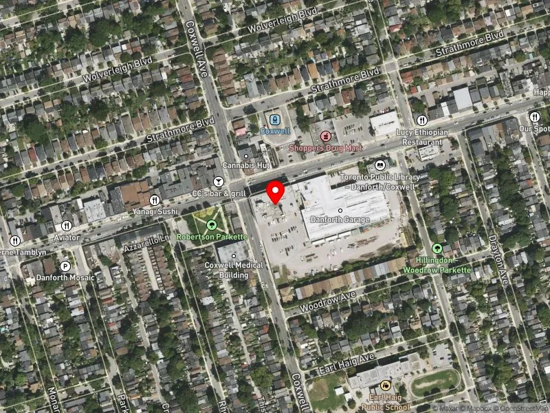 RentSafeTO apartment evaluation satellite view of 695 COXWELL AVE in Beaches-East York, Toronto