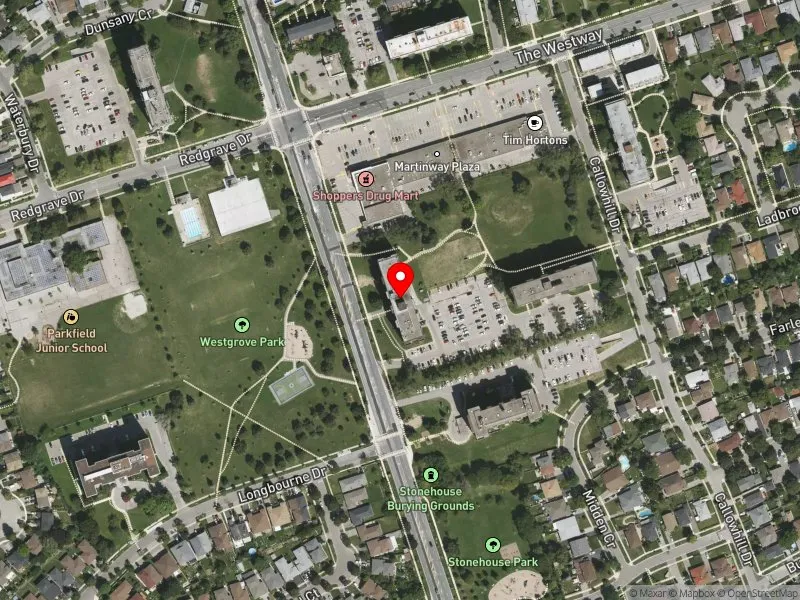 RentSafeTO apartment evaluation satellite view of 695 MARTIN GROVE RD in Etobicoke Centre, Toronto