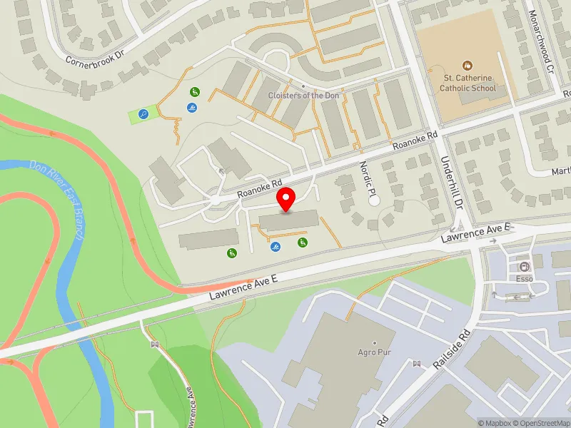 RentSafeTO apartment evaluation map view of 7-9 ROANOKE RD in Don Valley East, Toronto