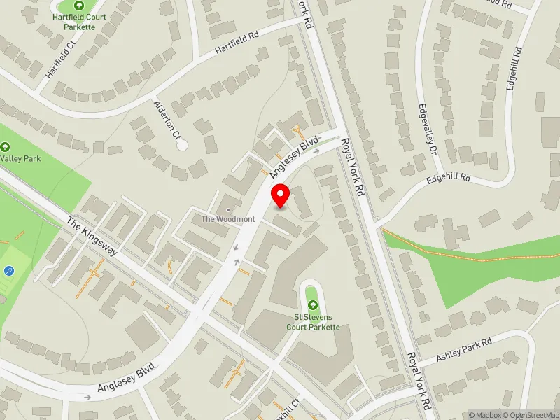 RentSafeTO apartment evaluation map view of 7 ANGLESEY BLVD in Etobicoke Centre, Toronto