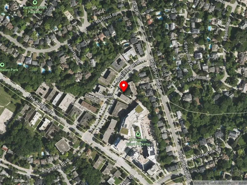 RentSafeTO apartment evaluation satellite view of 7 ANGLESEY BLVD in Etobicoke Centre, Toronto