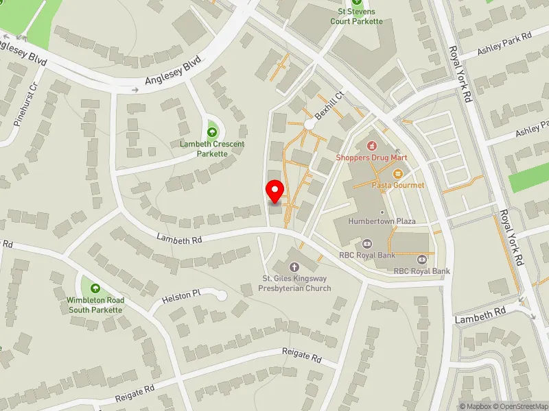 RentSafeTO apartment evaluation map view of 7 BEXHILL CRT in Etobicoke Centre, Toronto
