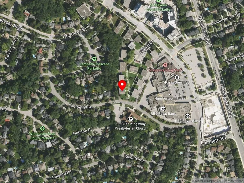 RentSafeTO apartment evaluation satellite view of 7 BEXHILL CRT in Etobicoke Centre, Toronto