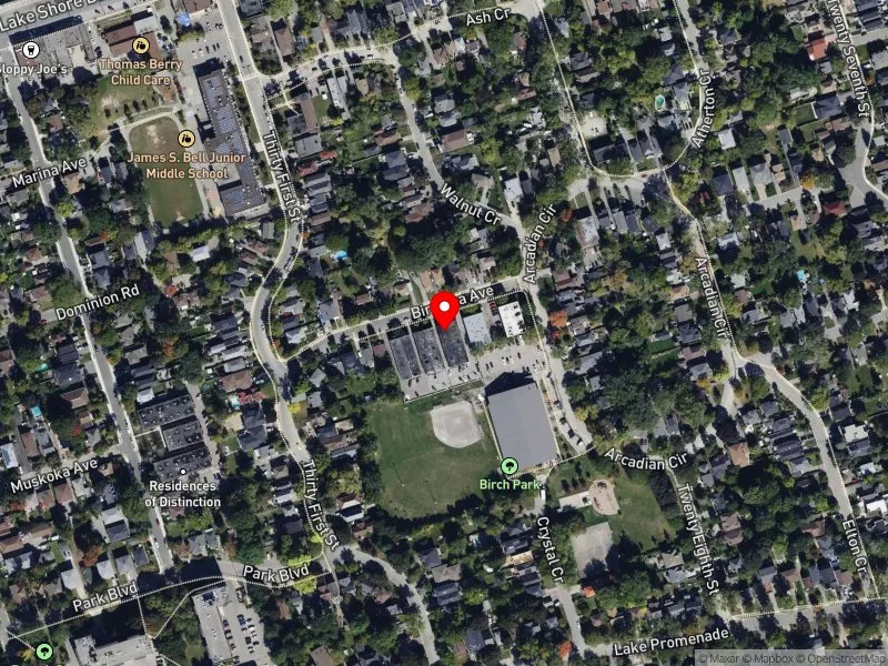 RentSafeTO apartment evaluation satellite view of 7 BIRCHLEA AVE in Etobicoke-Lakeshore, Toronto