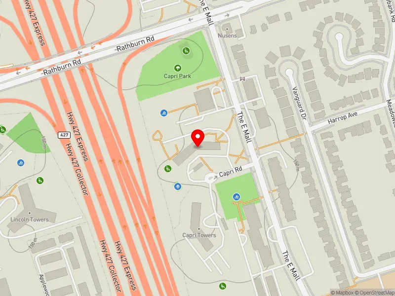 RentSafeTO apartment evaluation map view of 7 CAPRI RD in Etobicoke Centre, Toronto