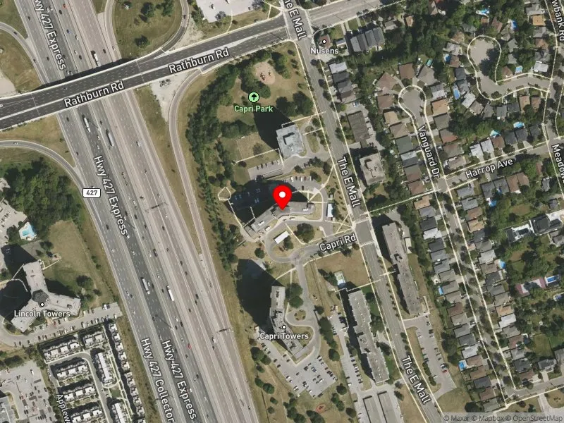 RentSafeTO apartment evaluation satellite view of 7 CAPRI RD in Etobicoke Centre, Toronto