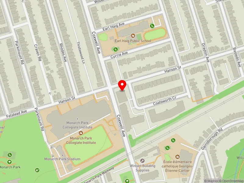 RentSafeTO apartment evaluation map view of 7 COATSWORTH CRES in Beaches-East York, Toronto