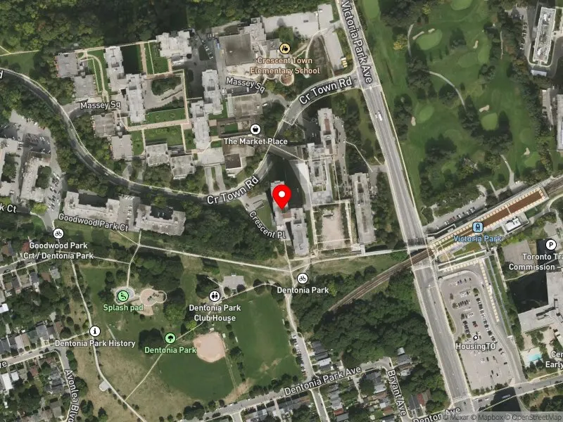 RentSafeTO apartment evaluation satellite view of 7 CRESCENT PL in Beaches-East York, Toronto