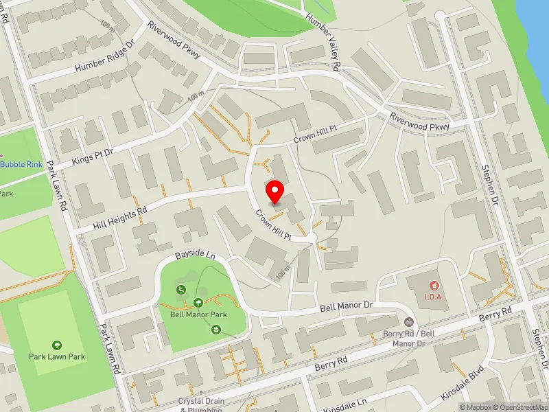 RentSafeTO apartment evaluation map view of 7 CROWN HILL PL in Etobicoke-Lakeshore, Toronto