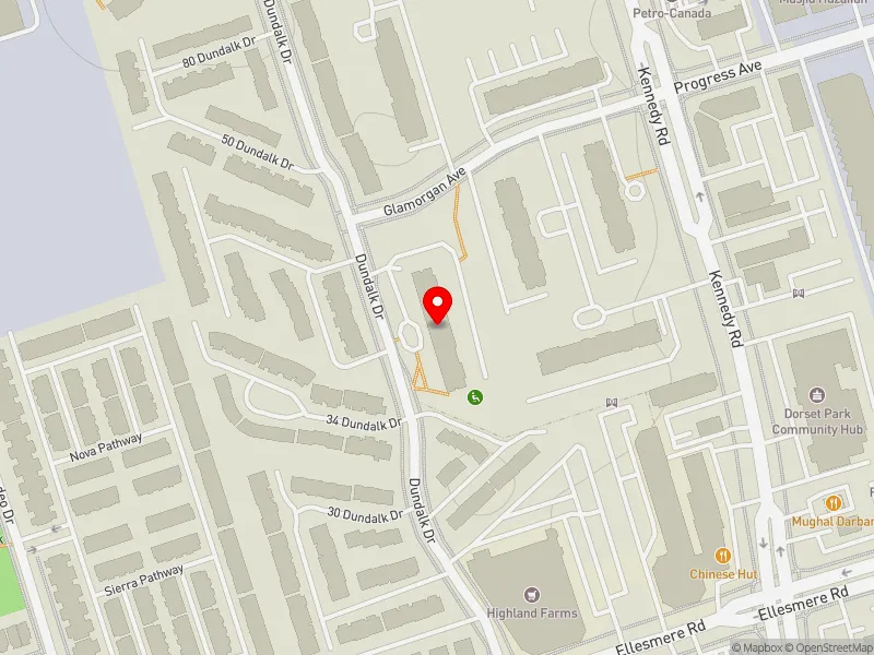RentSafeTO apartment evaluation map view of 7 GLAMORGAN AVE in Scarborough Centre, Toronto