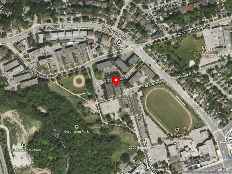 RentSafeTO apartment evaluation satellite view of 7 GREENTREE CRT in York South-Weston, Toronto