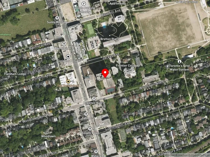 RentSafeTO apartment evaluation satellite view of 7 JACKES AVE in University-Rosedale, Toronto
