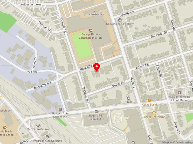 RentSafeTO apartment evaluation map view of 7 NASHVILLE AVE in York South-Weston, Toronto