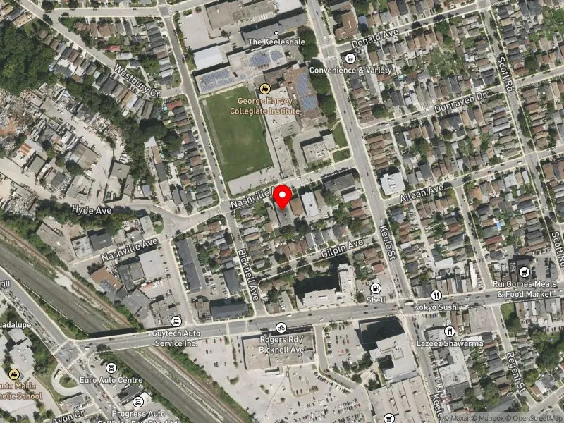 RentSafeTO apartment evaluation satellite view of 7 NASHVILLE AVE in York South-Weston, Toronto