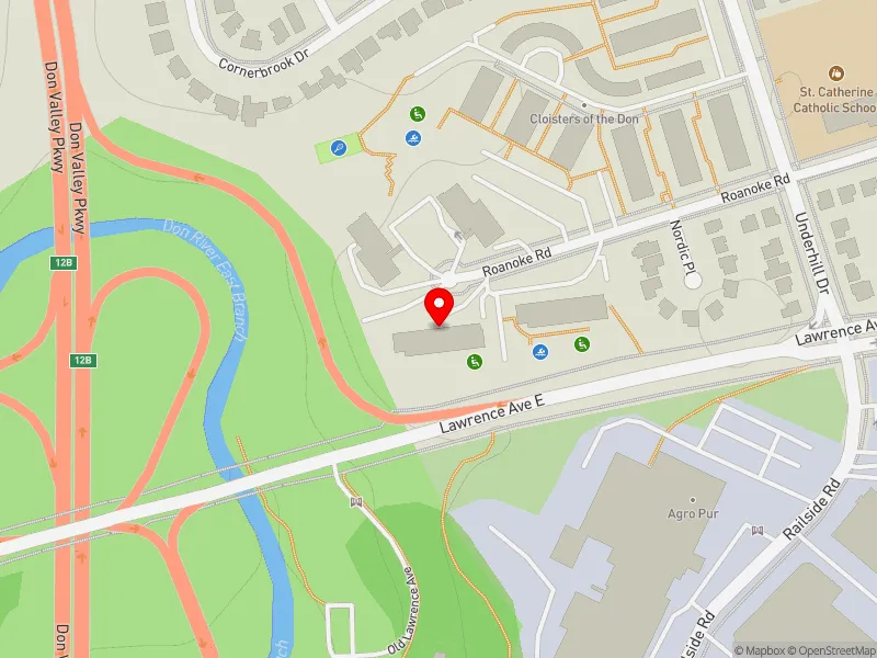 RentSafeTO apartment evaluation map view of 7 ROANOKE RD in Don Valley East, Toronto