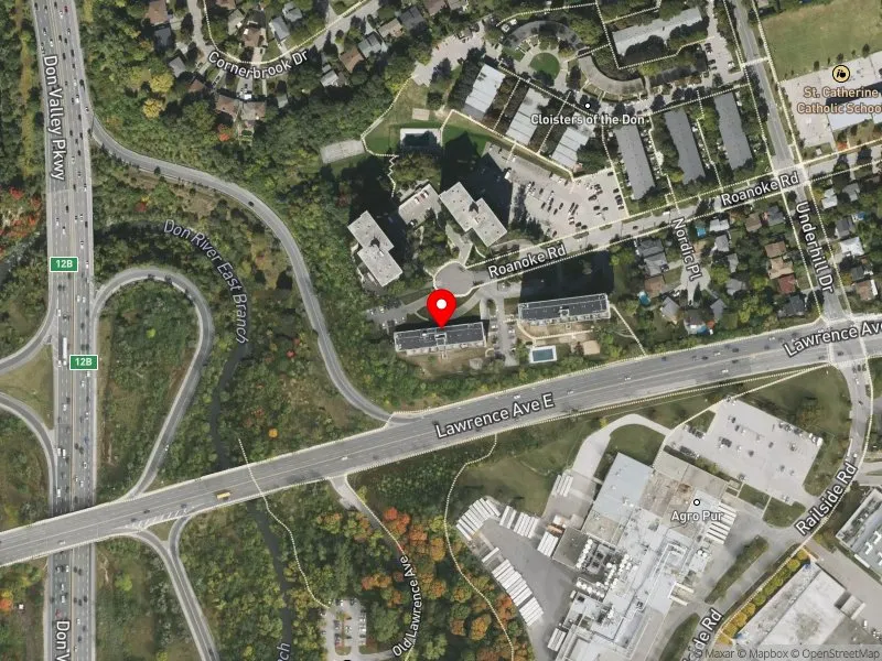 RentSafeTO apartment evaluation satellite view of 7 ROANOKE RD in Don Valley East, Toronto