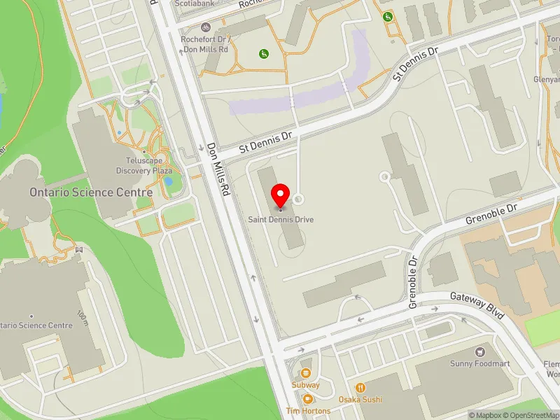 RentSafeTO apartment evaluation map view of 7 ST DENNIS DR in Don Valley East, Toronto