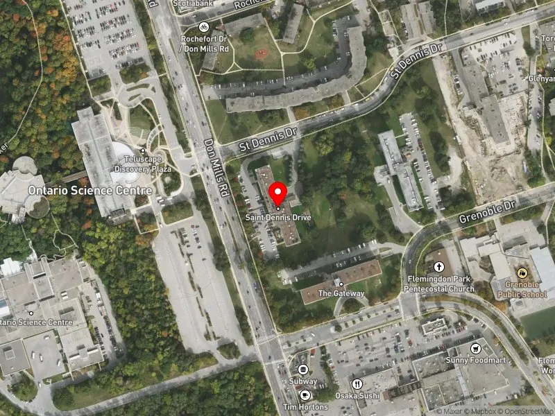 RentSafeTO apartment evaluation satellite view of 7 ST DENNIS DR in Don Valley East, Toronto