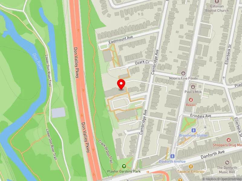 RentSafeTO apartment evaluation map view of 70 CAMBRIDGE AVE in Toronto-Danforth, Toronto