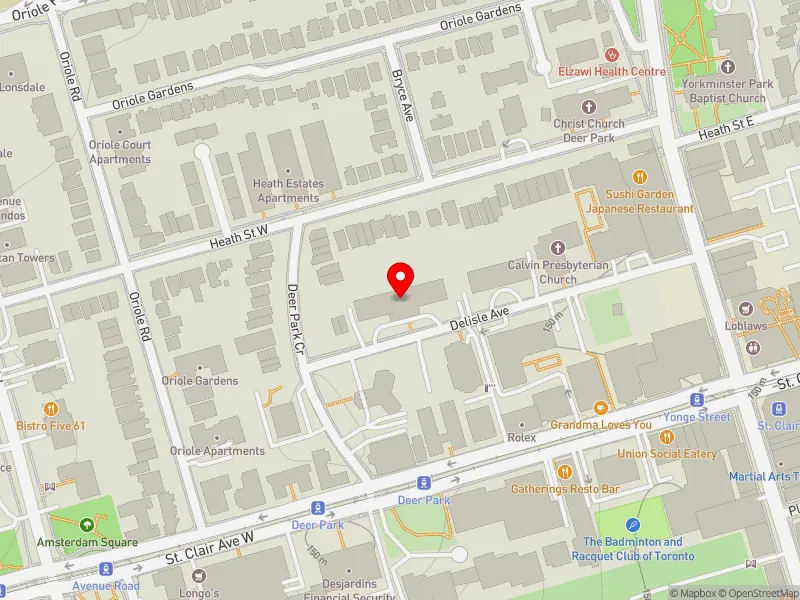 RentSafeTO apartment evaluation map view of 70 DELISLE AVE in Toronto-St. Paul's, Toronto