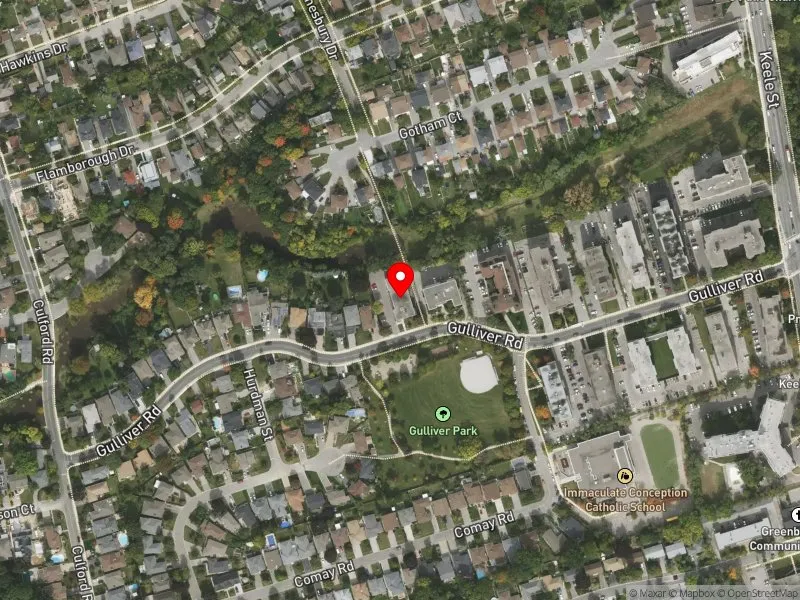 RentSafeTO apartment evaluation satellite view of 70 GULLIVER RD in York South-Weston, Toronto