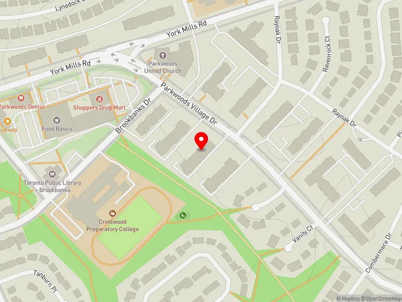 RentSafeTO apartment evaluation map view of 70 PARKWOODS VILLAGE DR in Don Valley East, Toronto