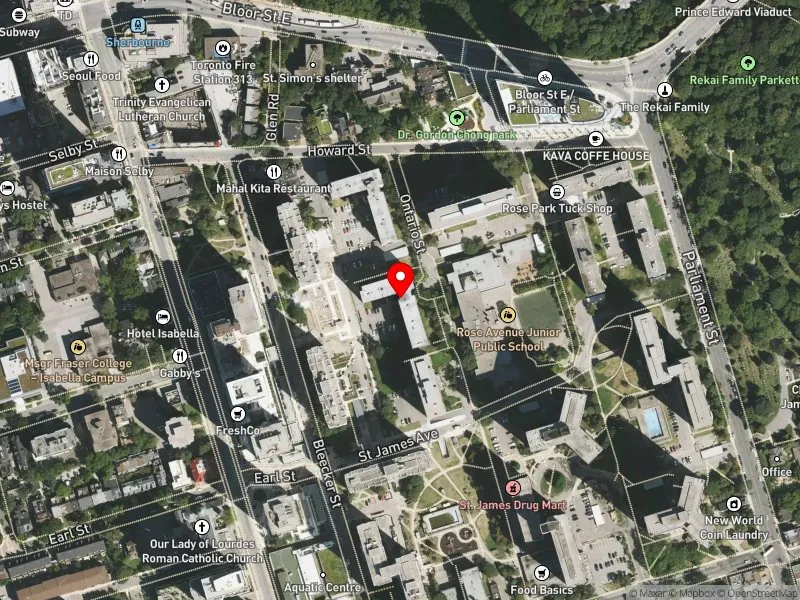 RentSafeTO apartment evaluation satellite view of 700 ONTARIO ST in Toronto Centre, Toronto